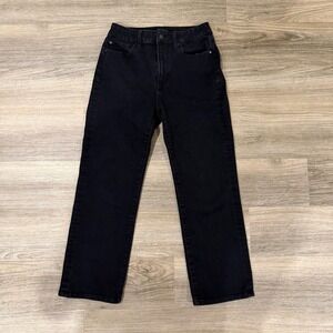 Quince High Rise Straight Jeans Womens Size 27 Black Stretch Organic Cotton